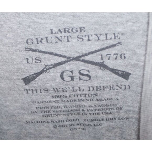 Grunt Style This We'll Defend Patriotic Grey Tee Shirt Mens Large - Picture 5 of 5